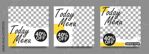 Social media banner for food and drink business. Food social media template for restaurant business. Modern social template post banner. Food discount post template