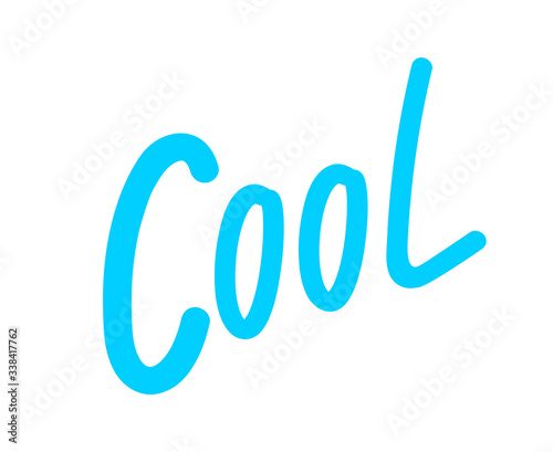 (cool) lettering phrase with hand drawn brush, isolated on white, single (cool) alphabet letter text blue, art line doodle font (cool) word cute, funny (cool) type font for comics
