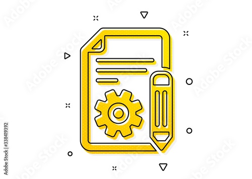 Technical instruction sign. Documentation icon. Yellow circles pattern. Classic documentation icon. Geometric elements. Vector
