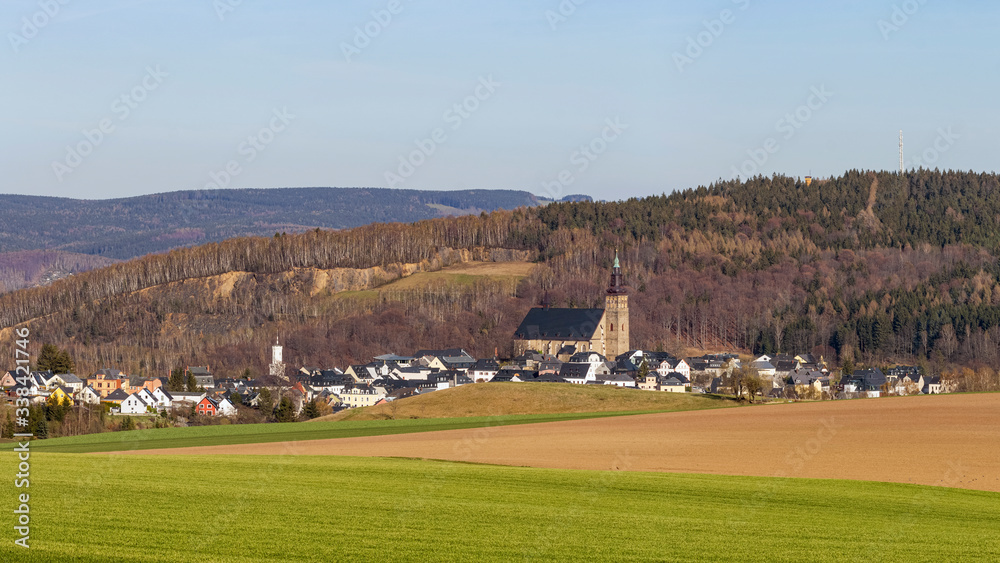 Panorama von Schneeberg im Erzgebirge, Sachsen