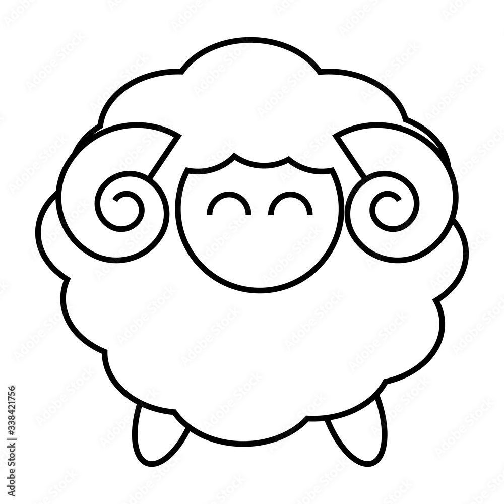 Obraz premium Sheep logo design in black line on white background