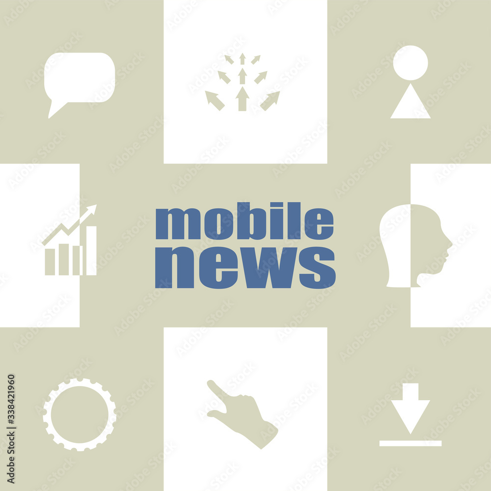 Fototapeta premium Text Mobile News. Press concept . Infographic Elements. Business icon set