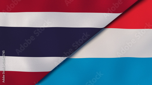 The flags of Thailand and Luxembourg. News  reportage  business background. 3d illustration