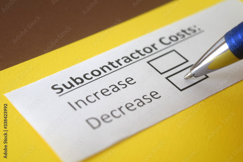 One person is answering question about subcontractor costs. One person is answering question about subcontractor costs.