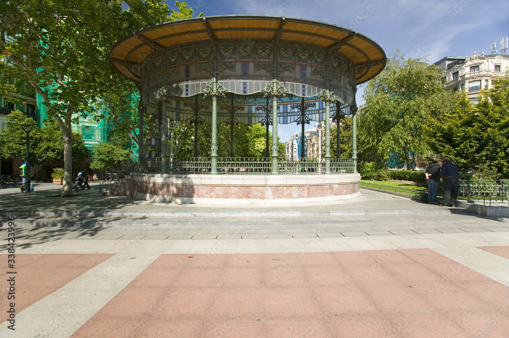 An old gazebo in the center of Donostia-San Sebastian, Basque region of Spain, the Queen of Euskadi's and Cantabrian Coast