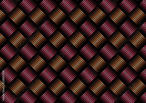 Geometric seamless pink and orange weave pattern background.