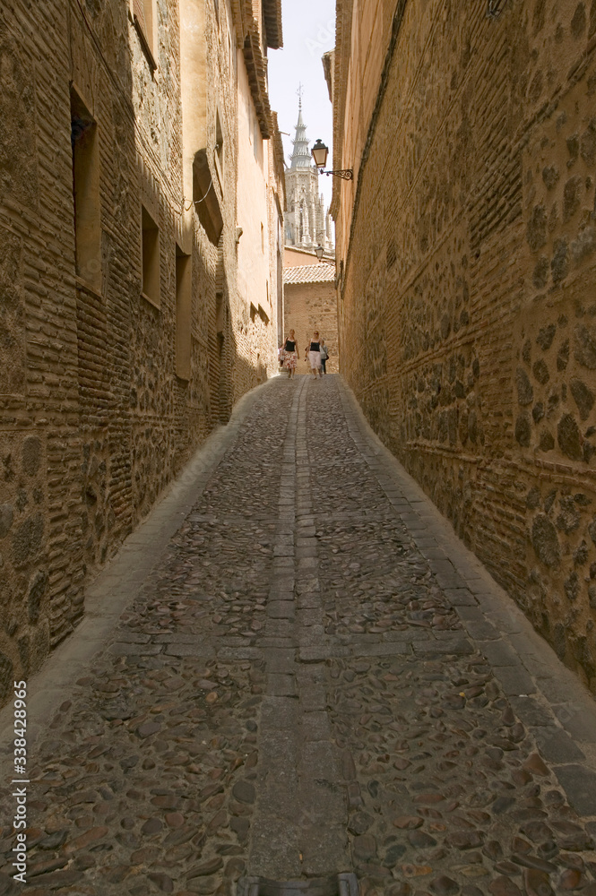 Narrow walkways of historic Toledo, Spain