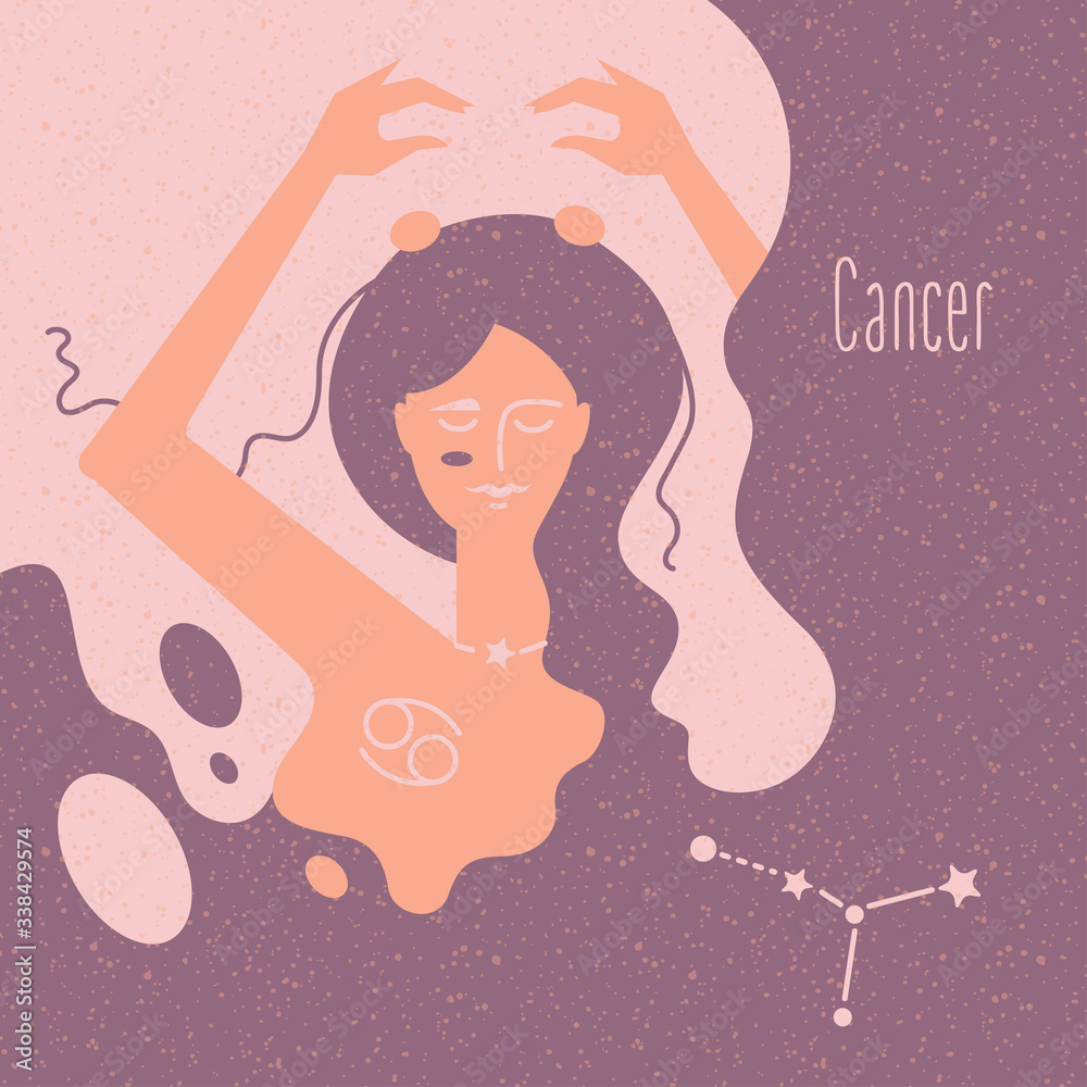 Zodiac esoteric vector sign Virgo with tender mystic woman in a pink palette. Modern creative design Zodiac esoteric vector sign Virgo with tender mystic woman in a pink palette. Modern creative design