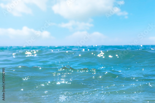 Sea water on a sunny day And reflecting the glittering light