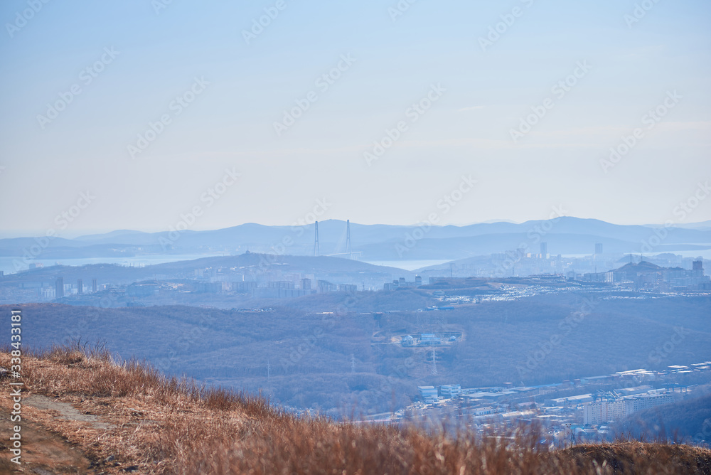 view of Vladivostok from the hill. spring