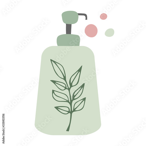 liquid soap on a white background. flat vector cartoon illustration. Wash your hands cosept. Сan be used as a poster or print photo