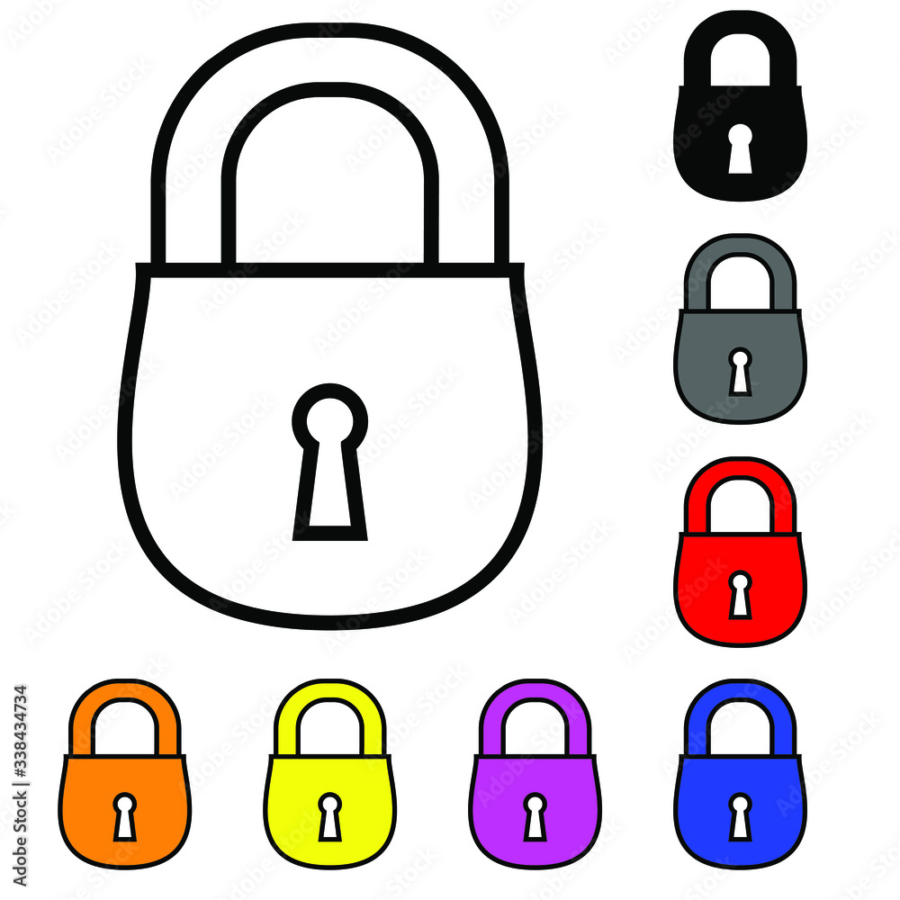 Lock Icons Vector set on white background. protection illustration sign collection. Padlock symbol. Lock Icons Vector set on white background. protection illustration sign collection. Padlock symbol.