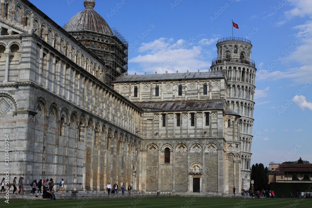 Leaning Tower of Pisa partially closed by the Piazza Duomo, Italy