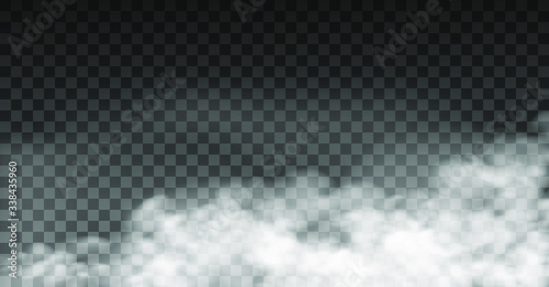 White vector green cloudiness ,fog or smoke on dark checkered background.Cloudy sky or smog over the city.Vector illustration.