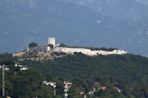 View of the Platamon fortress in the vicinity of Mount Olympus in Greece