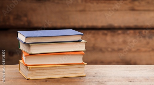 Stack of school books, education and learning concept