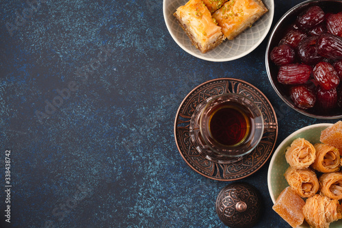 Arab tea and sweets photo