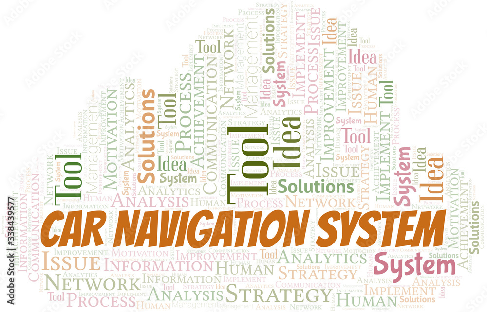 Fototapeta premium Car Navigation System typography vector word cloud.