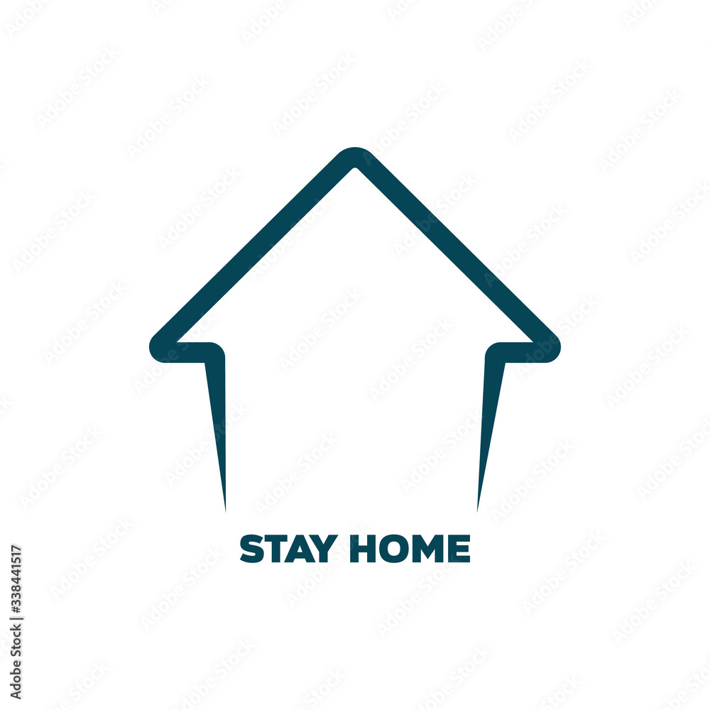 stay home text banner. home icon silhouette stay home text banner. home icon silhouette