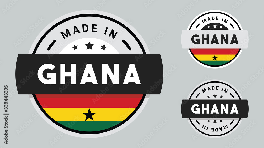 Made in Ghana collection for label, stickers, badge or icon with Ghana flag symbol. Made in Ghana collection for label, stickers, badge or icon with Ghana flag symbol.