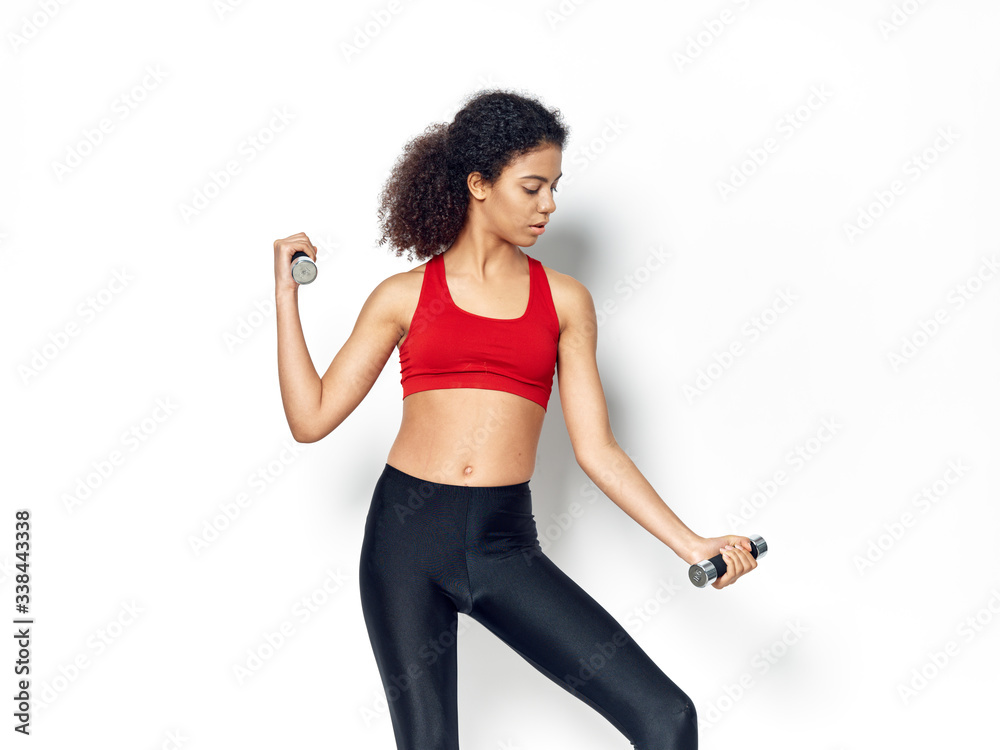 fitness woman with dumbbell