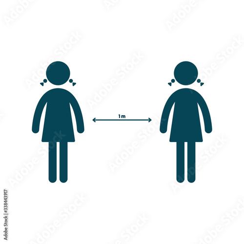 Social distansing. distance icon is 1 meter. coronavirus protection covid 19 vector symbol.