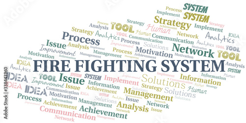 Fire Fighting System typography vector word cloud.