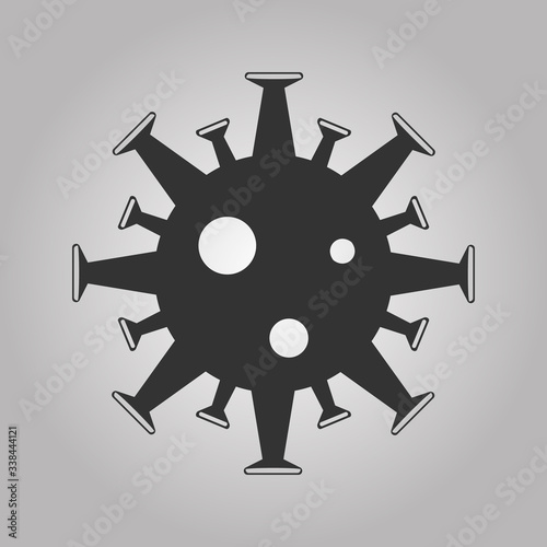 Corona virus icon. Black on white background isolated. pandemic concept vector symbol covid-19 wuhan china