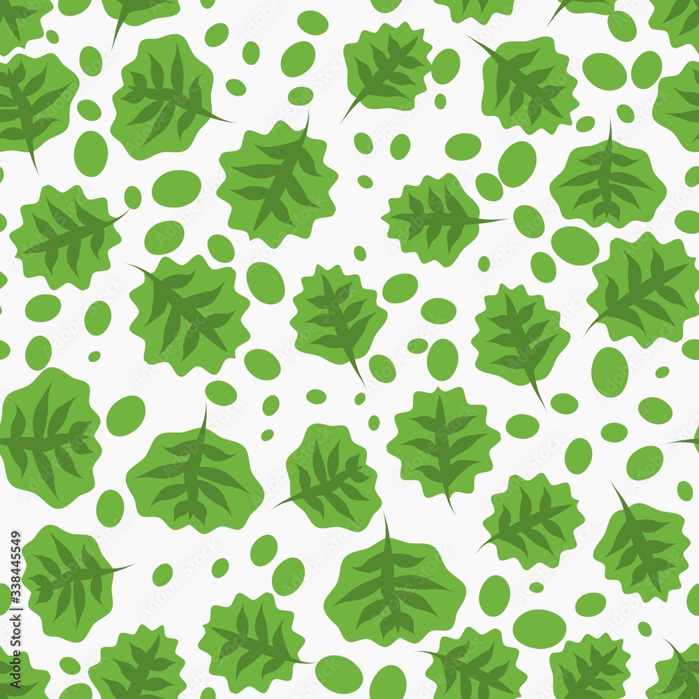 Fototapeta premium Seamless pattern with hand drawn doodle leaves. Floral vector background.