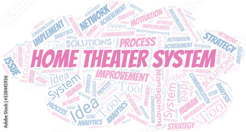 Home Theater System typography vector word cloud.