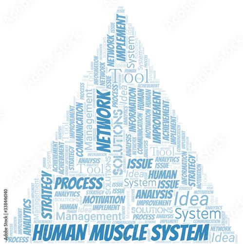 Human Muscle System typography vector word cloud.
