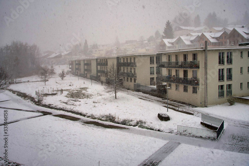 It snows the first time this winter