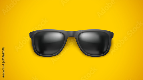 realistic black sunglasses front view
