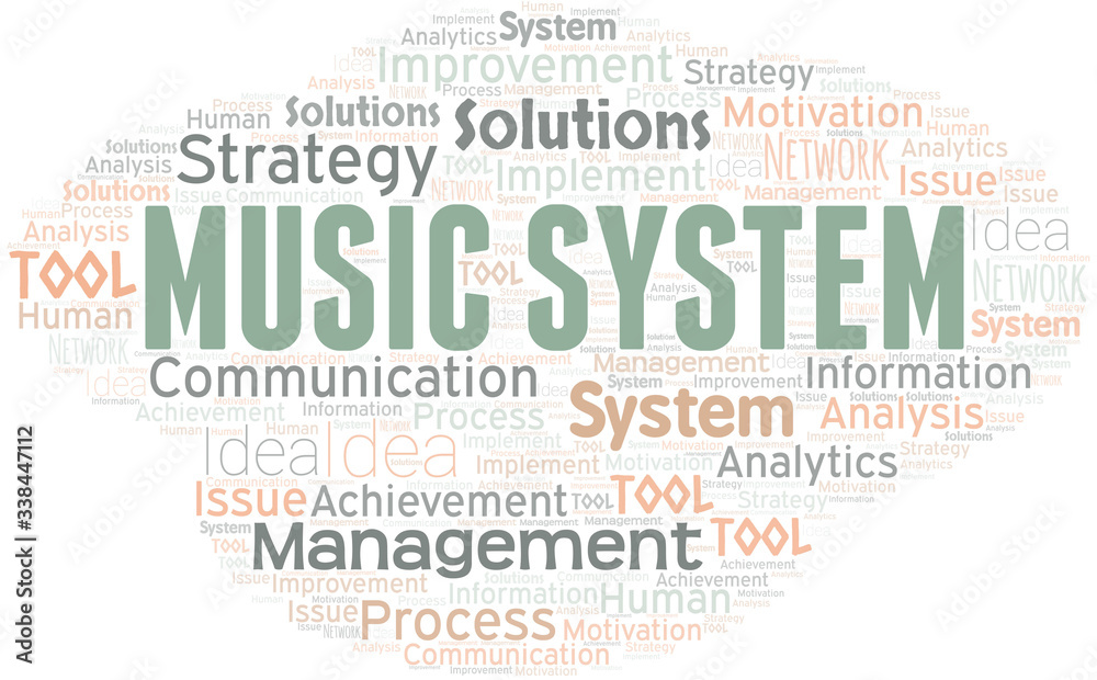 Fototapeta premium Music System typography vector word cloud.