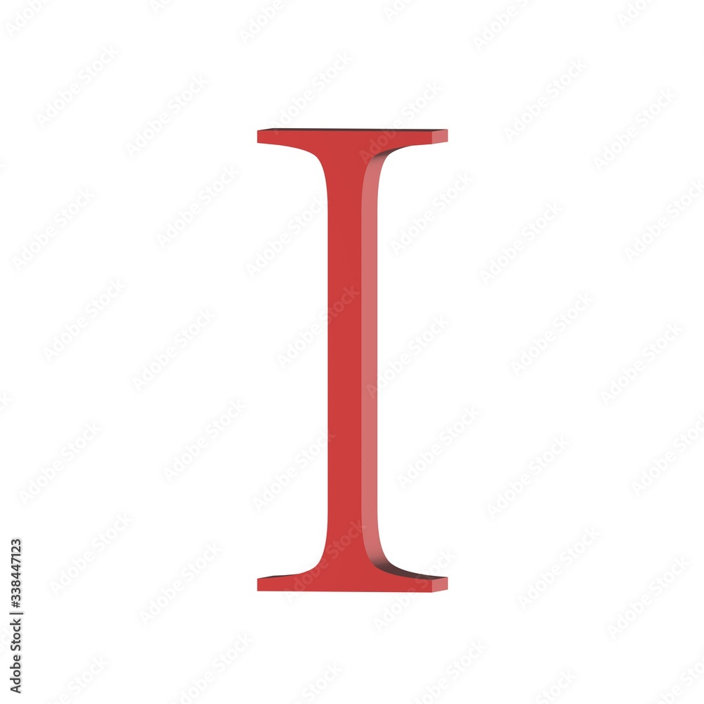 3D rendering red alphabet I isolated on white background 3D rendering red alphabet I isolated on white background