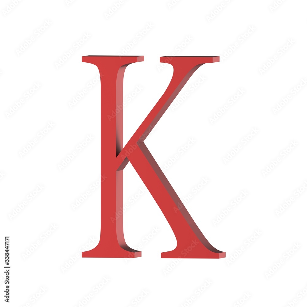 3D rendering red alphabet K isolated on white background 3D rendering red alphabet K isolated on white background