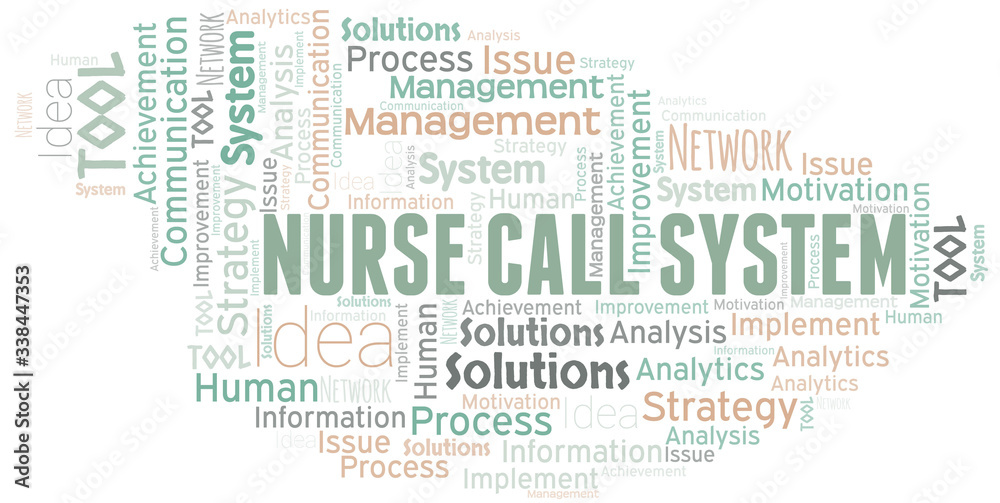 Nurse Call System typography vector word cloud.