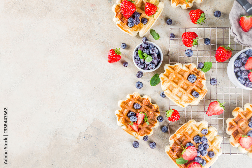 Sweet Homemade Belgian Waffles with Berries