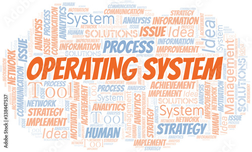 Operating System typography vector word cloud.