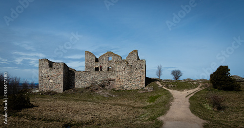 Ruins of the Brahehus Sweden. Free entry. The path to the ruins. 
