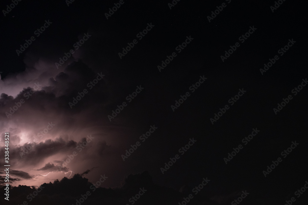 Lightning in the rainstorm at night