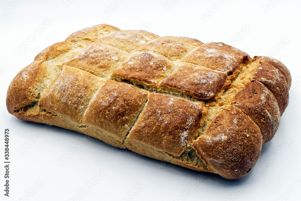 Traditional italian turtle bread on white background Traditional italian turtle bread on white background