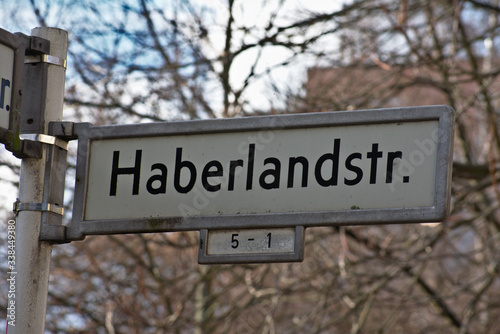 Street sign from Einsteins former Berlin house in Bavarian Quarter Schoneberg Berlin Germany photo