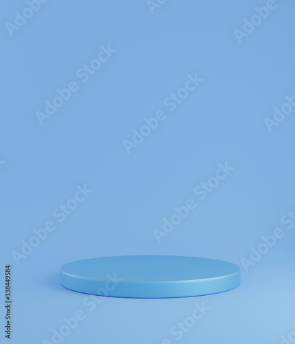 Cylinder podiums on blue background. Abstract minimal scene with geometrical. Scene to show cosmetic products presentation. Mock up design empty space. Showcase  shopfront  display case. 3d render.