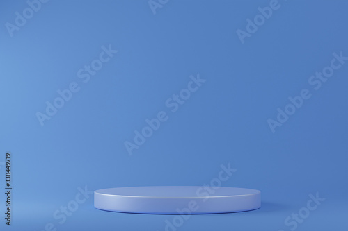 Cylinder podiums on blue background. Abstract minimal scene with geometrical. Scene to show cosmetic products presentation. Mock up design empty space. Showcase, shopfront, display case,3d render