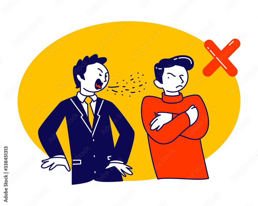 Sick Man Coughing on other Person Stand beside. 2019-nCov, Flu Sickness. Diseased Male Character Got Virus Infection, Cold or Covid-19 Illness, Coronavirus Symptom. Linear People Vector Illustration Sick Man Coughing on other Person Stand beside. 2019-nCov, Flu Sickness. Diseased Male Character Got Virus Infection, Cold or Covid-19 Illness, Coronavirus Symptom. Linear People Vector Illustration