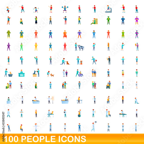 100 people icons set. Cartoon illustration of 100 people icons vector set isolated on white background