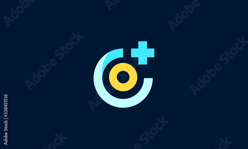 Letter O logo with medical plus