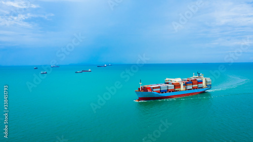 business service and industry shipping cargo containers transportation import and export international aerial view