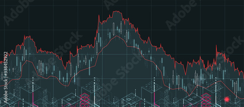 Financial trade concept. Stock market and exchange. Candle stick graph chart.